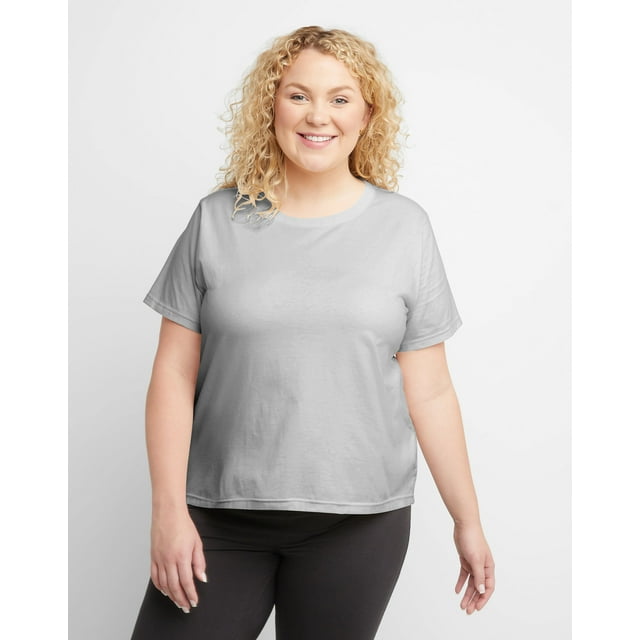 Hanes Originals Women's Cotton TShirt (Plus Size) Light Steel 4X