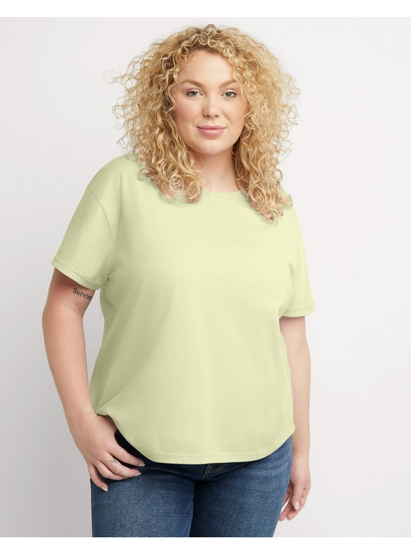 Hanes Originals Women's Cotton T-Shirt, Relaxed Fit (Plus Size) Solar Ice 3X