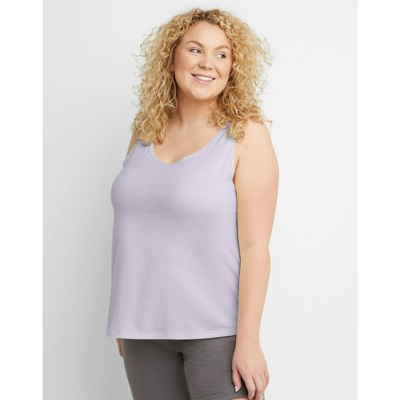 Hanes Tank Top Women's Tee Banded Neck Sleeveless Originals Plus Size 2X-4X