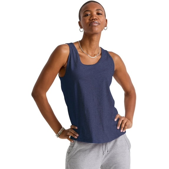 Hanes Originals Women's Cotton Tank Top Athletic Navy Heather S