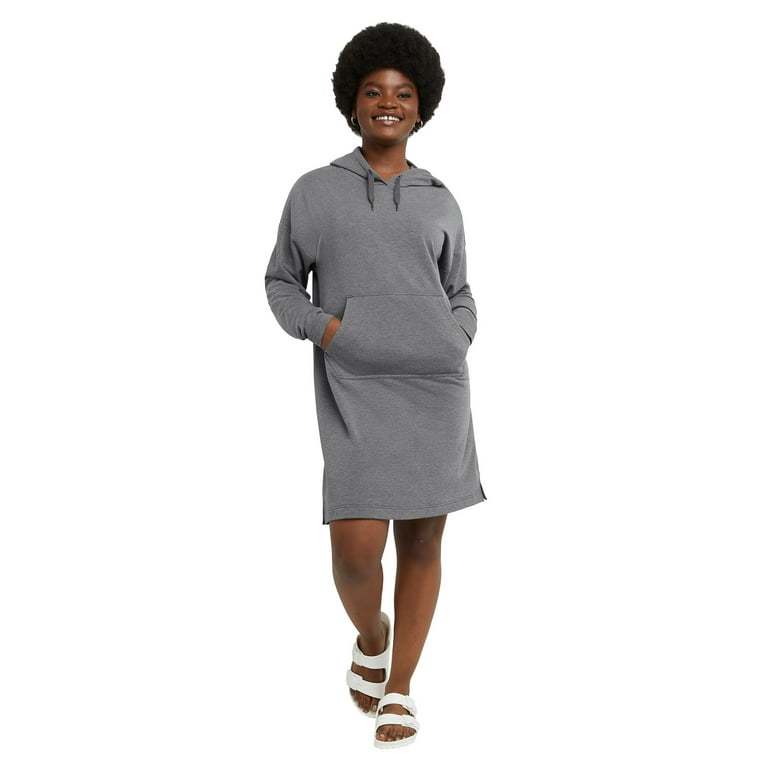 Hanes Originals Women's Cozy Fleece Hoodie Dress with Kanga Pocket, Sizes  XS-2XL 