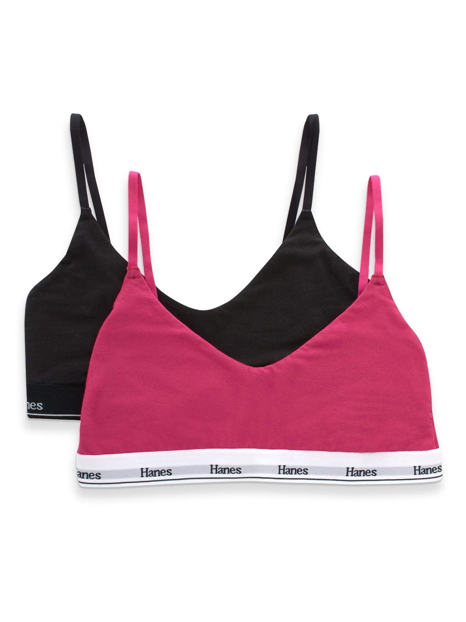 Hanes Originals Women's Cropped Bralette, Breathable Stretch Cotton, 2-Pack,  Style MHO103 