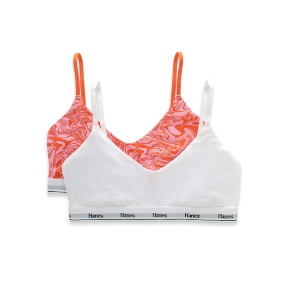 Hanes Originals Women's Cropped Bralette, Breathable Stretch Cotton, 2-Pack, Style MHO103