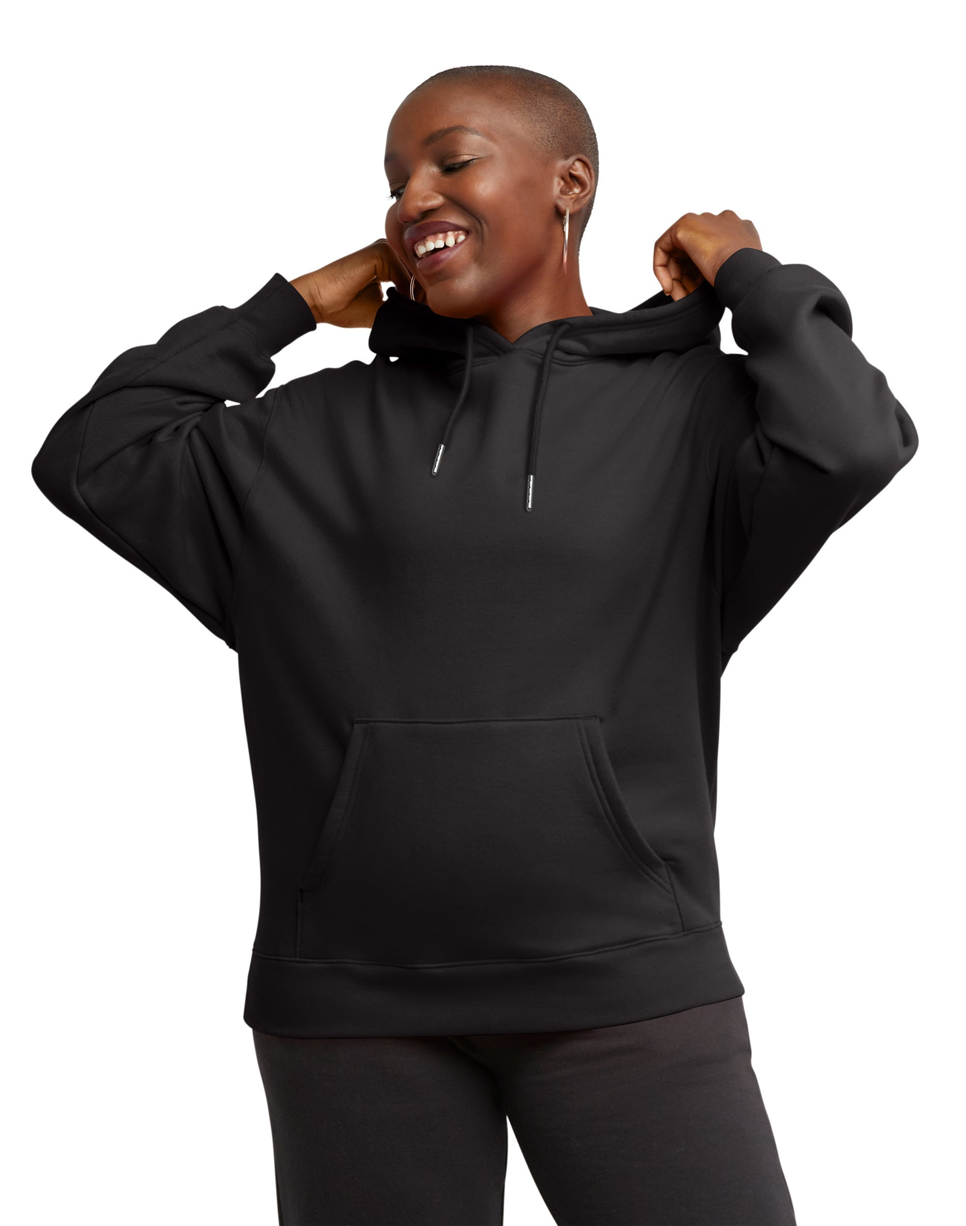 Hanes Originals Women's Fleece Hoodie Black XL