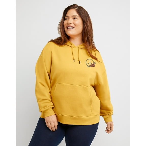 Hanes Originals Women's Fleece Hoodie, Stay Groovy (Plus Size) Bold Hytop Gold 3X