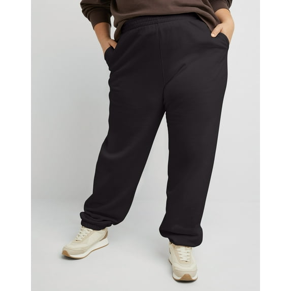 Hanes Originals Women's Fleece Joggers, 30" (Plus Size) Black 2X