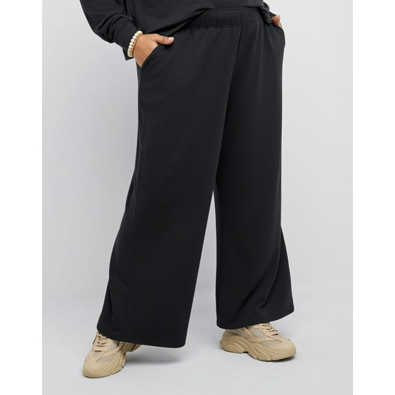Hanes Originals Women's Fleece Palazzo Pants, 28.5" (Plus Size) Black 4X