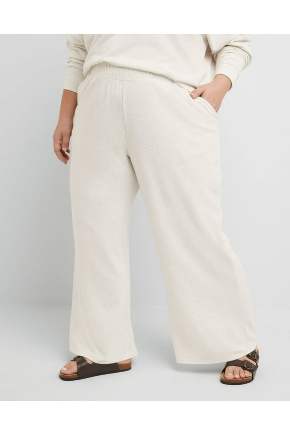 Originals Women's Fleece Palazzo Pants, 28.5" (Plus Size) Wheat Heather 3X