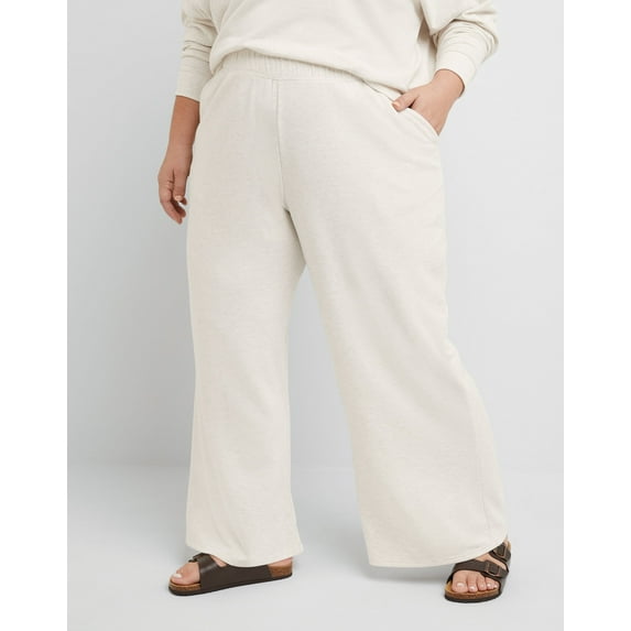 Hanes Originals Women's Fleece Palazzo Pants, 28.5" (Plus Size) Wheat Heather 4X