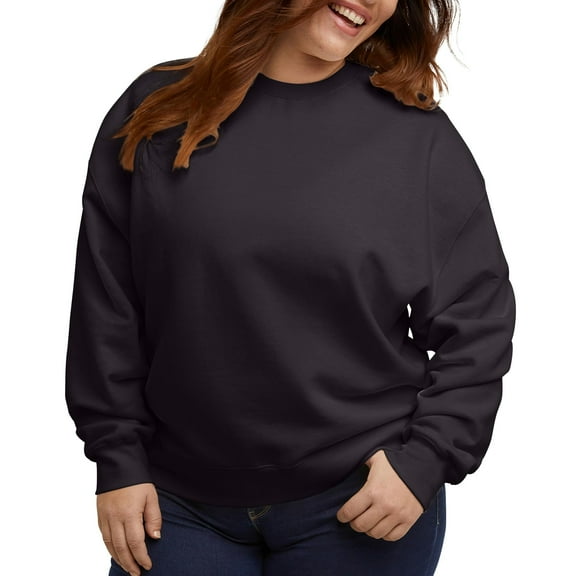 Hanes Originals Women's Fleece Sweatshirt (Plus Size) Black 2X