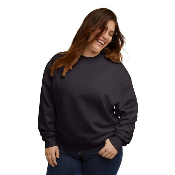 Hanes Originals Women's Fleece Sweatshirt (Plus Size) Black 3X