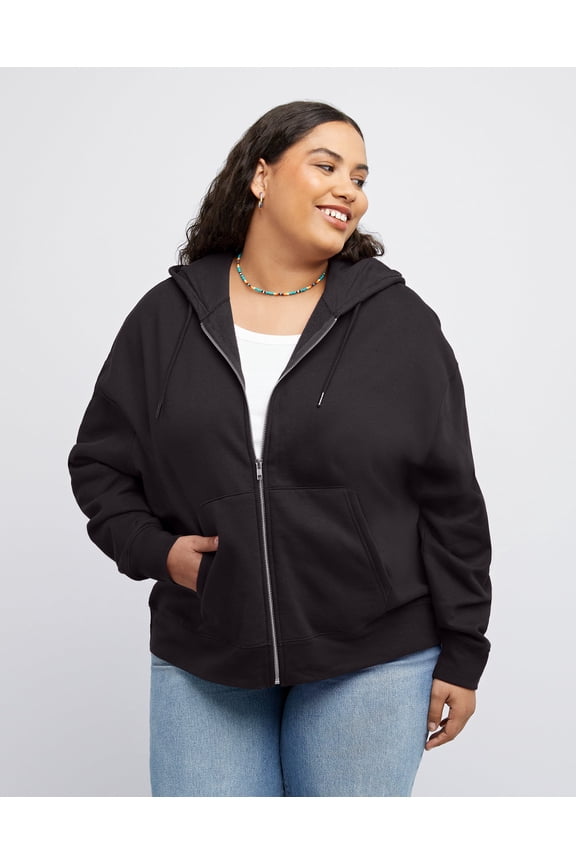 Originals Women's Fleece Zip-Up Hoodie (Plus Size) Black 2X