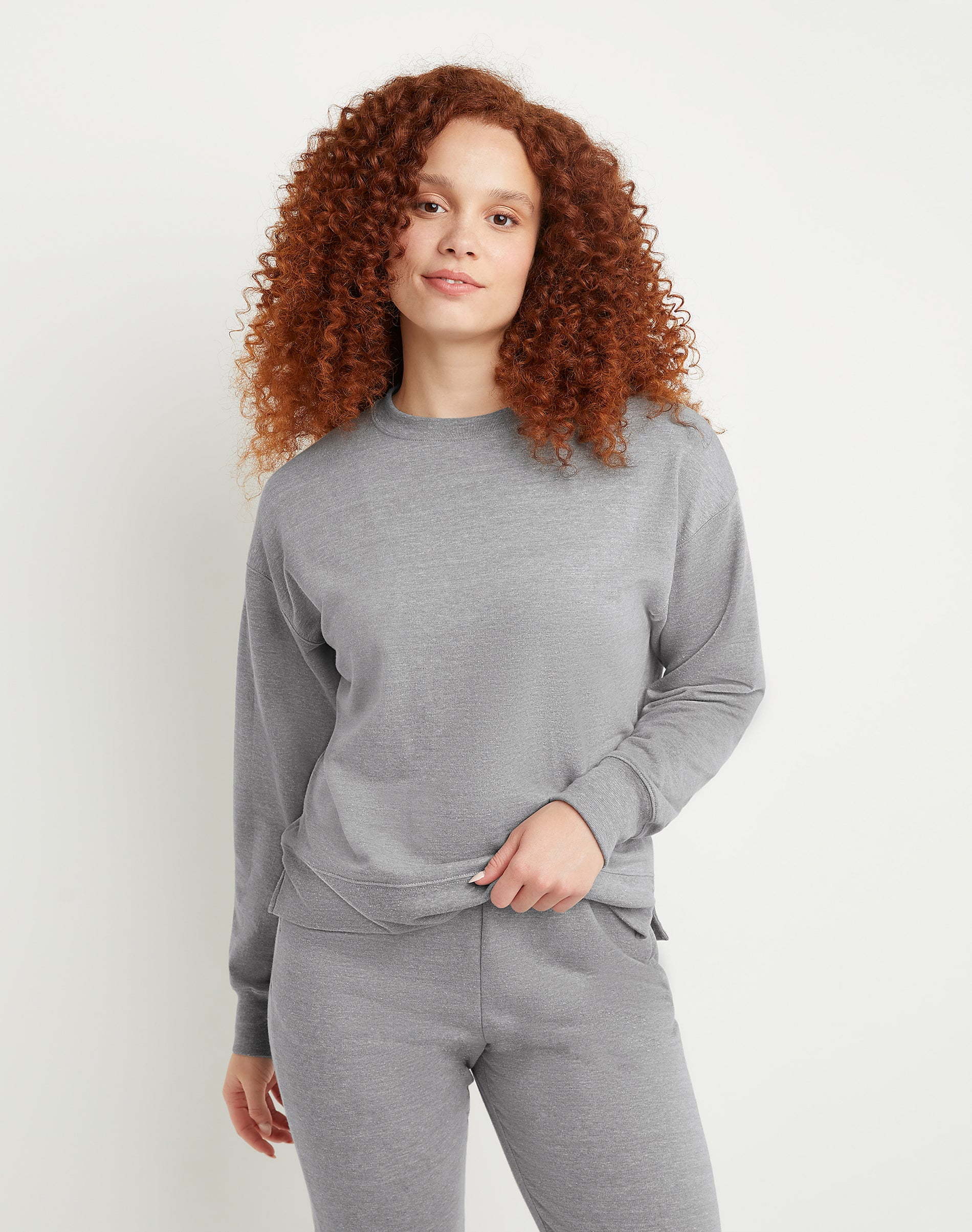 Hanes Originals Women s French Terry Sweatshirt Concrete Heather S
