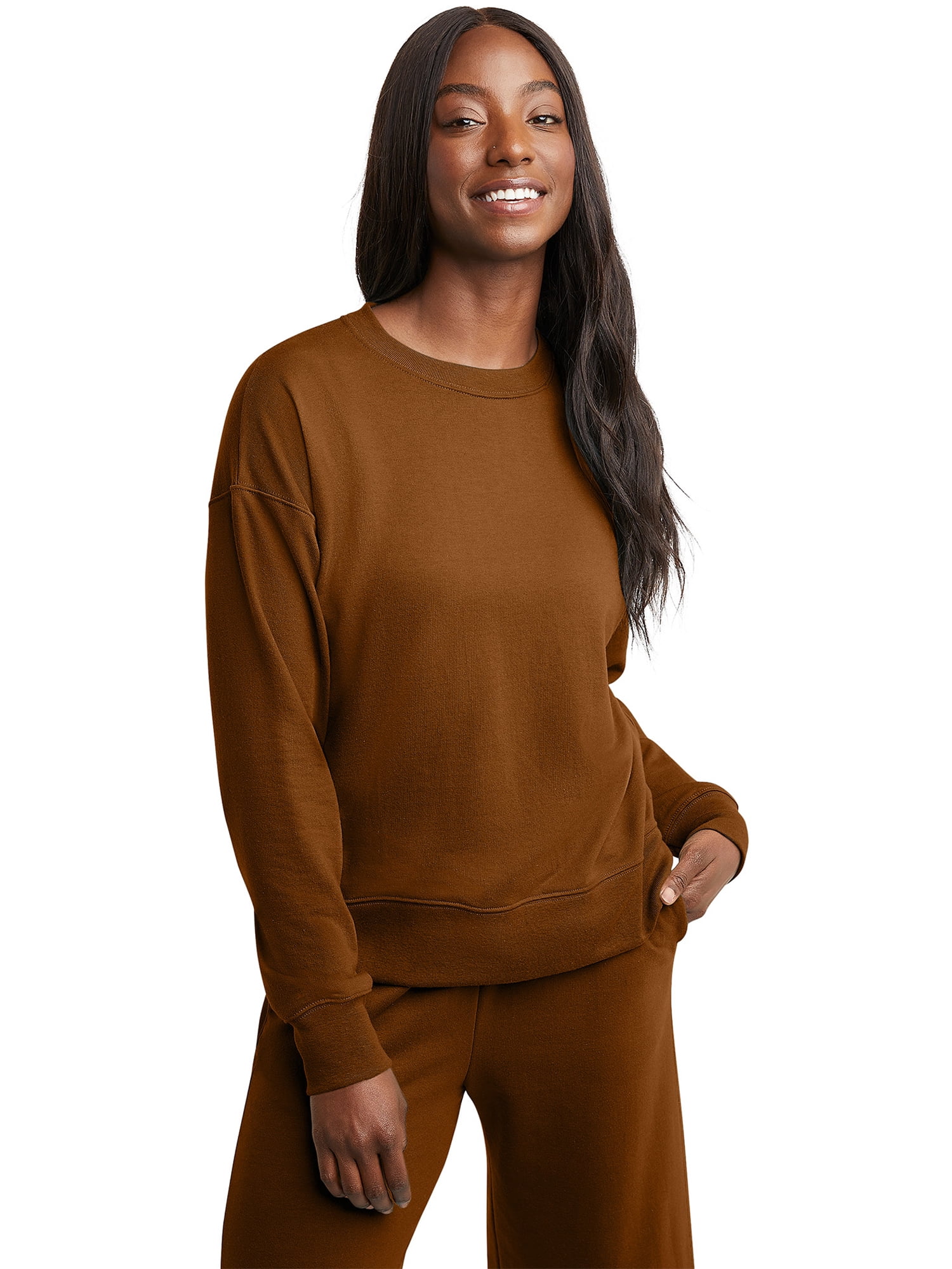 Hanes Originals Women s French Terry Crew Sweatshirt Sizes XS XXL