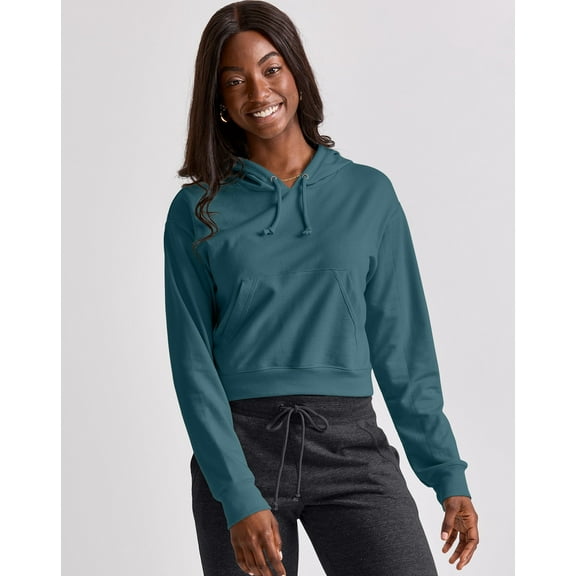 Hanes Originals Women's French Terry Cropped Hoodie Cactus XL