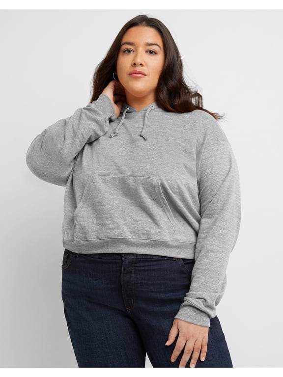 Women’s French Terry Cropped Hoodie (Plus Size) Concrete Pe Heather 3X