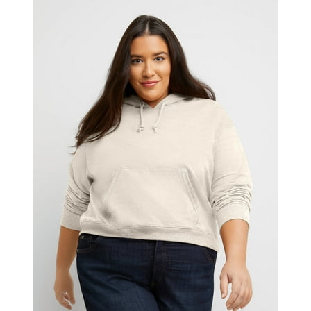 Hanes Originals Women’s French Terry Cropped Hoodie (Plus Size) Natural 3X