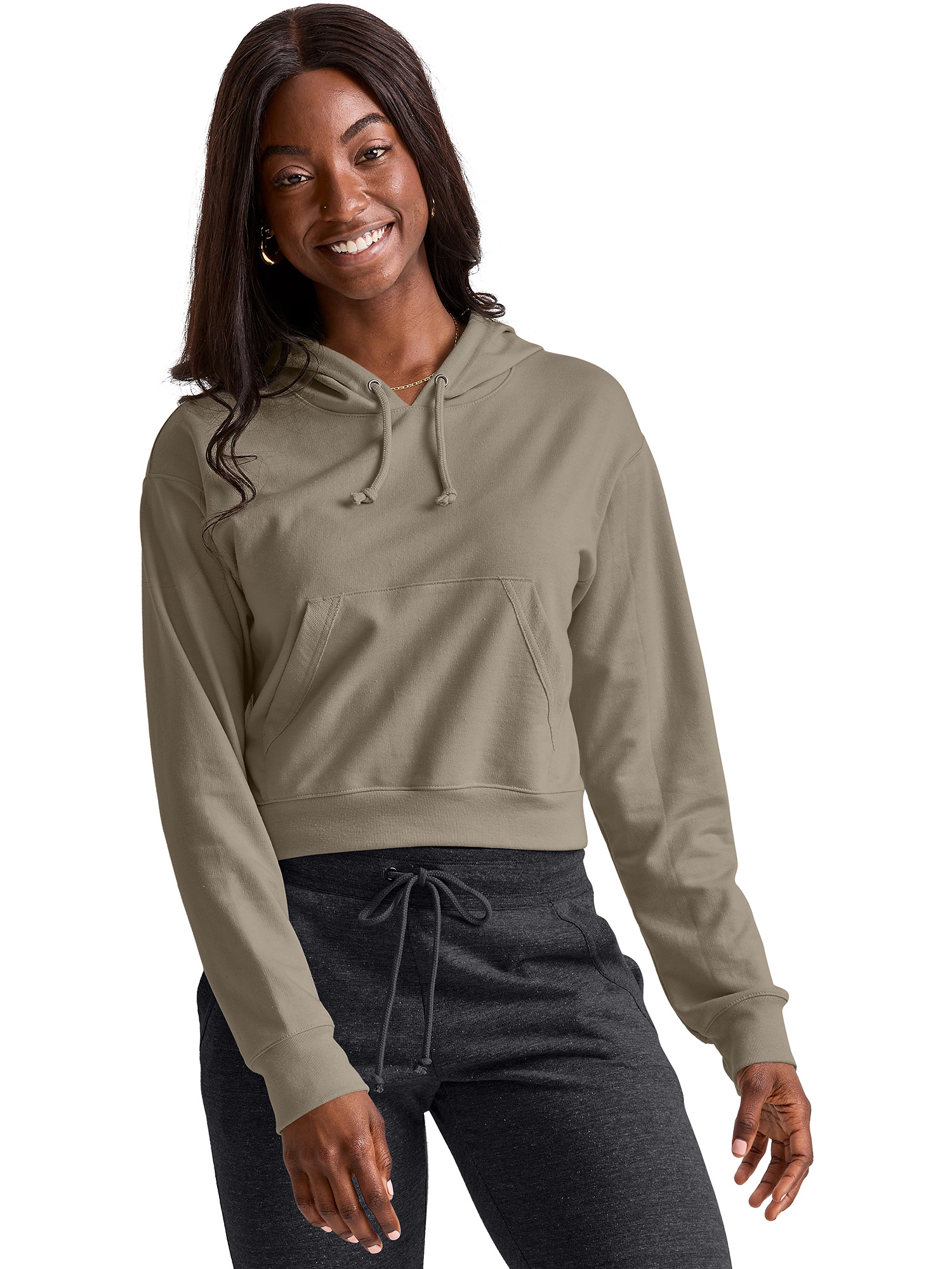 Hanes Originals Women's French Terry Cropped Hoodie, Sizes XS-XXL ...