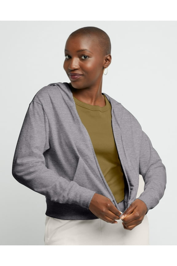 Originals Women's French Terry Hoodie, Full Zip Black Heather M