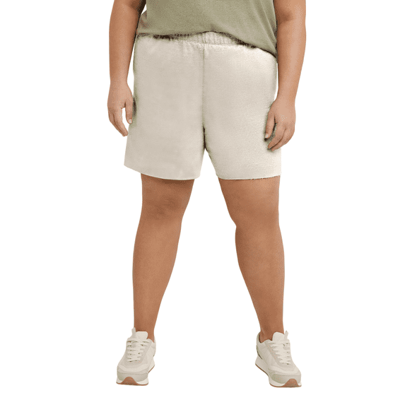 Hanes Originals Women's French Terry Shorts, 5" (Plus Size) Natural 3X