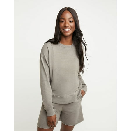 Hanes Originals Women's French Terry Sweatshirt Oregano Heather L