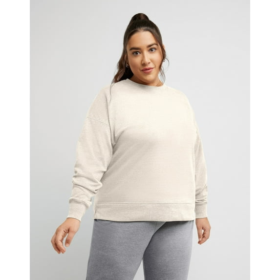 Hanes Originals Women's French Terry Sweatshirt (Plus Size) Natural 2X