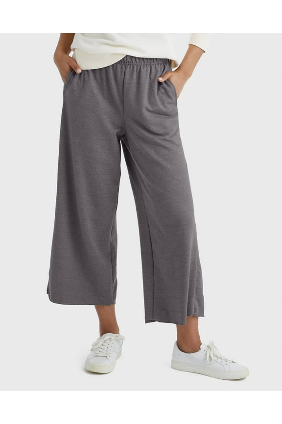 Originals Women's French Terry Wide Leg Cropped Pants Black Heather XL