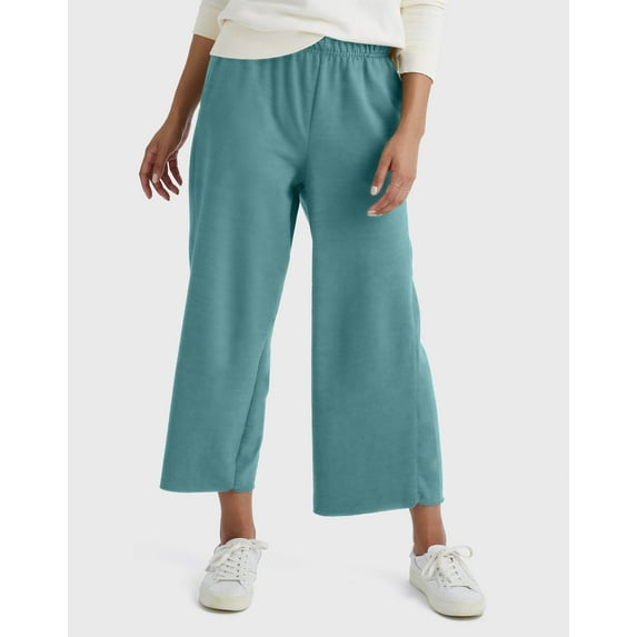 Hanes Originals Women's French Terry Wide Leg Cropped Pants Cactus XS