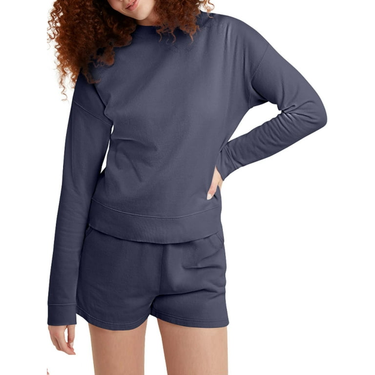 Hanes Originals Women s Garment Dyed Fleece Sweatshirt Walmart