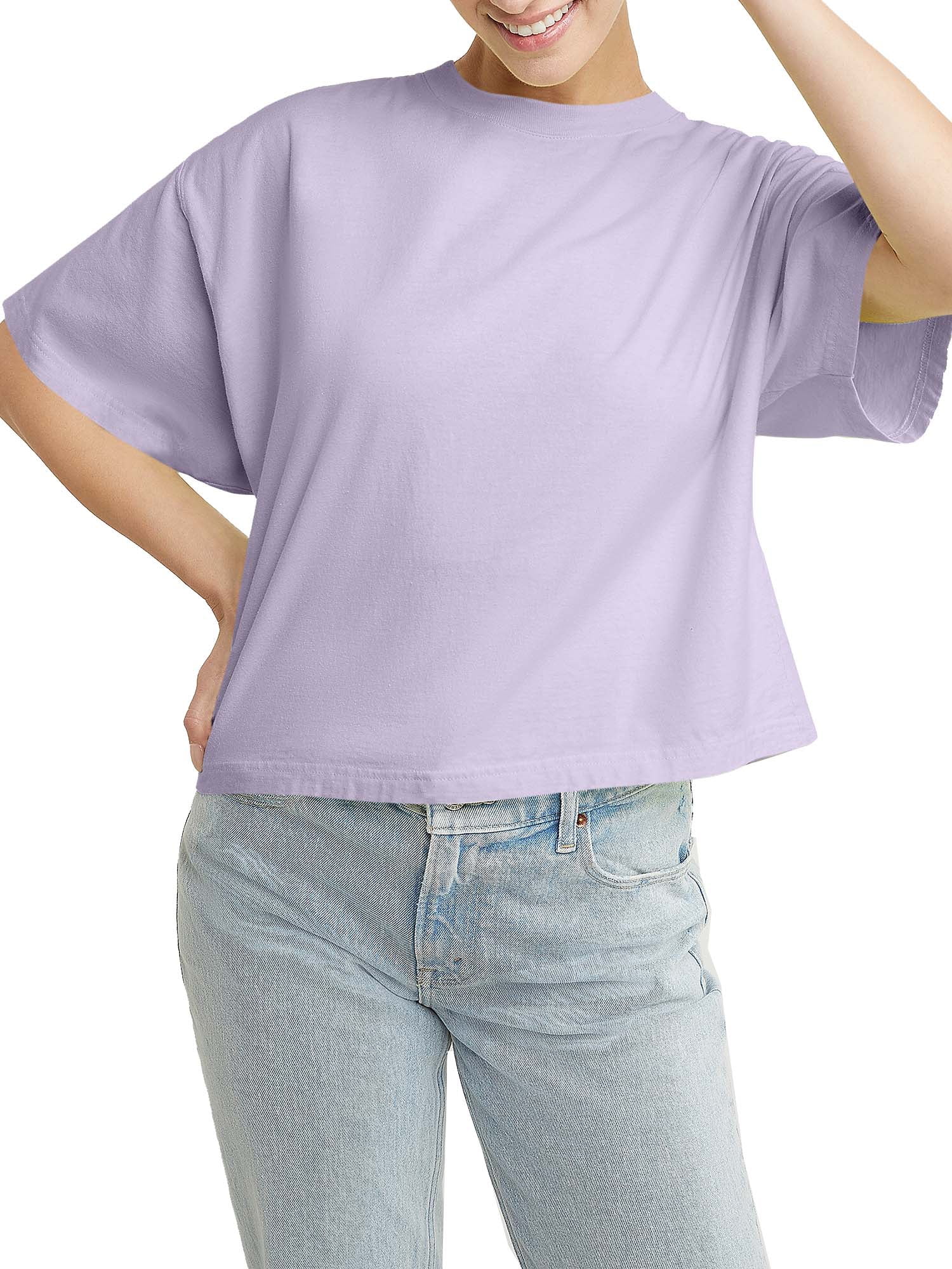 Hanes Originals Women\'s Garment Dyed Short Sleeve Cropped Sweatshirt