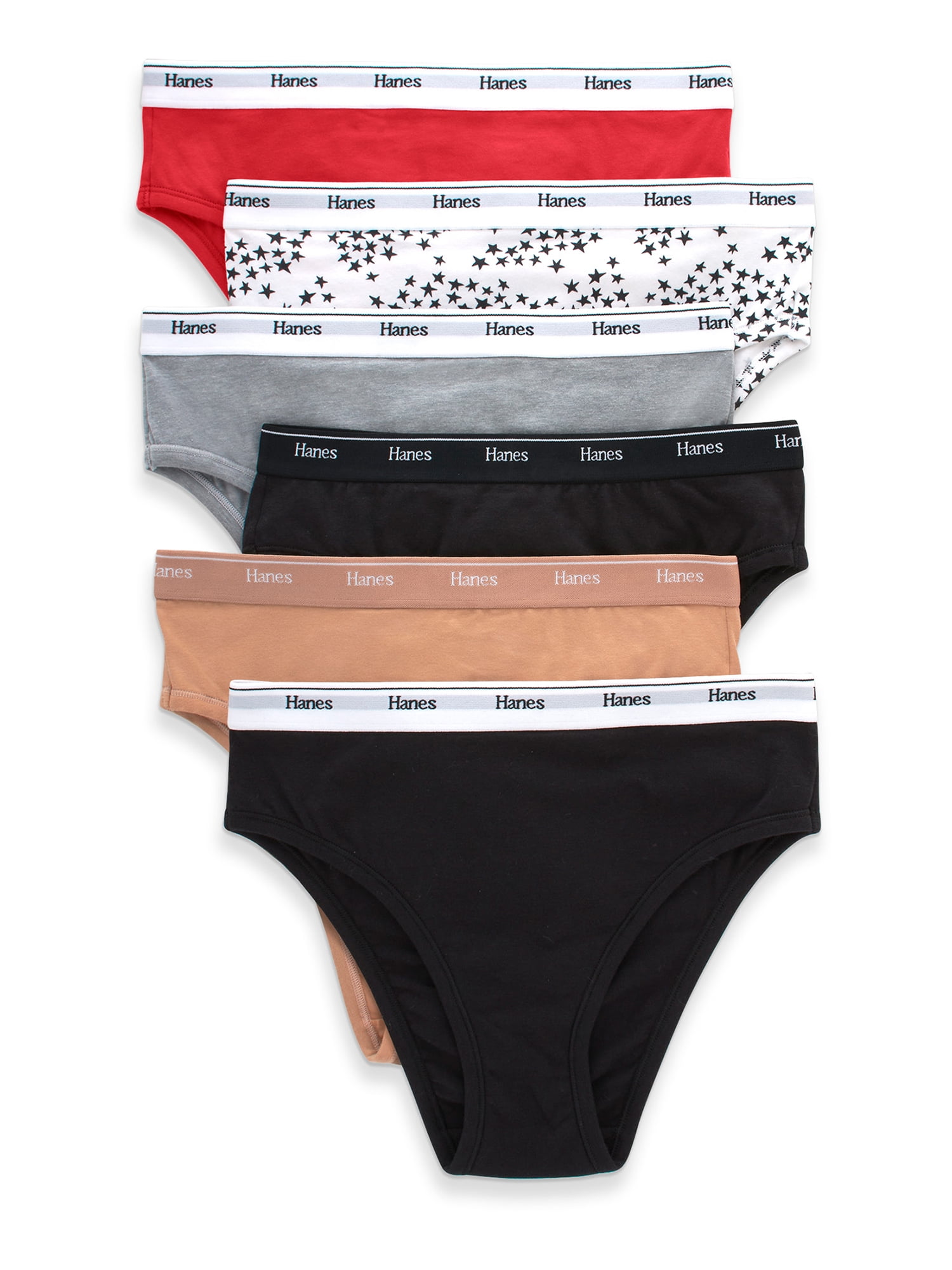 Hanes Originals Women's Hi-Leg Underwear, Breathable Cotton Stretch, 6 ...