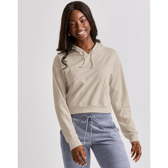 Hanes Originals Women's Hoodie French Terry Cropped Sweatshirt Hooded Relaxed Fit XS-2XL