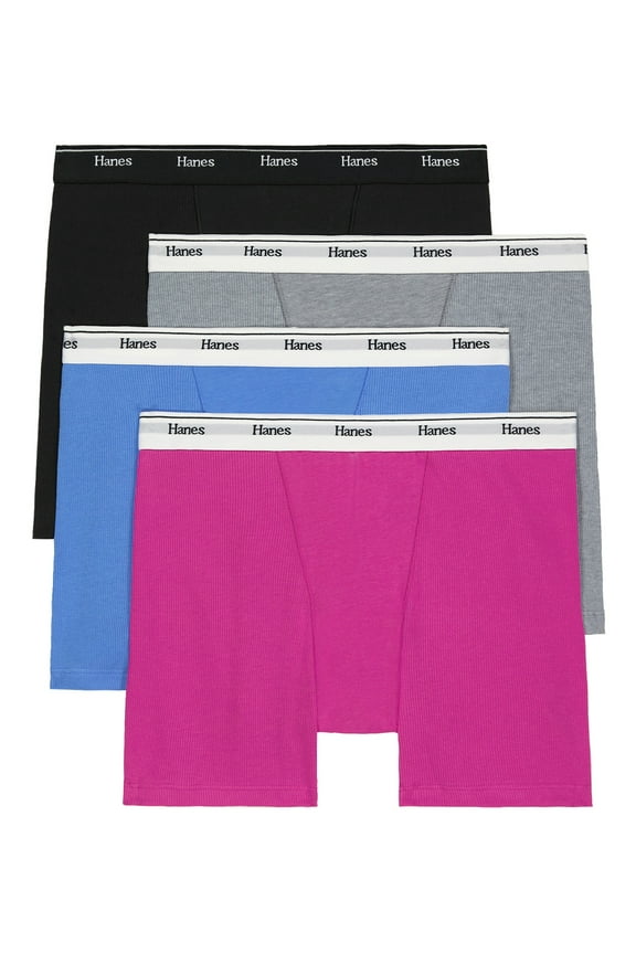 Womens Underwear Boxer Briefs 4-Pack, Originals Mid-Thigh Panties, Stretch Cotton Underwear