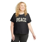 Hanes Originals Women's Plus Size Classic Fit Peace Graphic T-Shirt