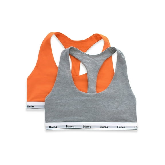 Hanes Originals Women's Racerback Bralette, Breathable Stretch Cotton, 2-Pack, Style MHO101