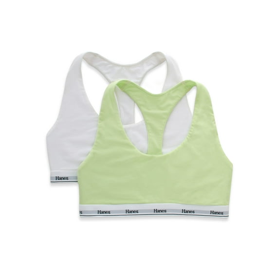 Hanes Originals Women's Racerback Bralette, Breathable Stretch Cotton, 2-Pack, Style MHO101