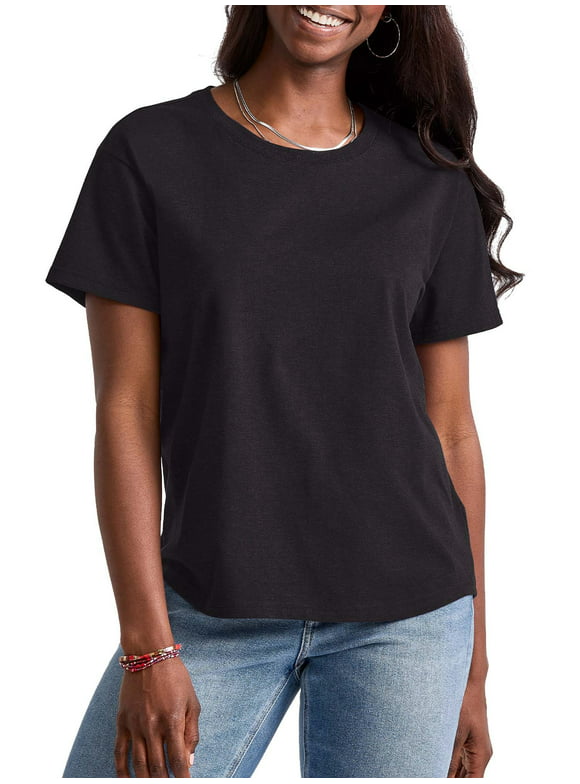 Hanes Originals Women's Relaxed Cotton Tee with Short Sleeves, Sizes XS-XXL