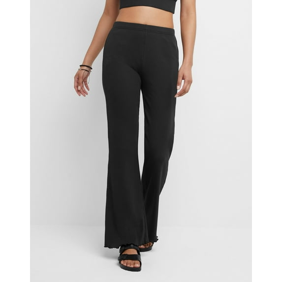 Hanes Originals Women's Rib Flare Pants, 28" Black L