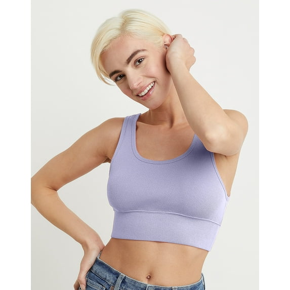 Hanes Originals Women's Rib Longline Bralette, Cotton Urban Lilac M