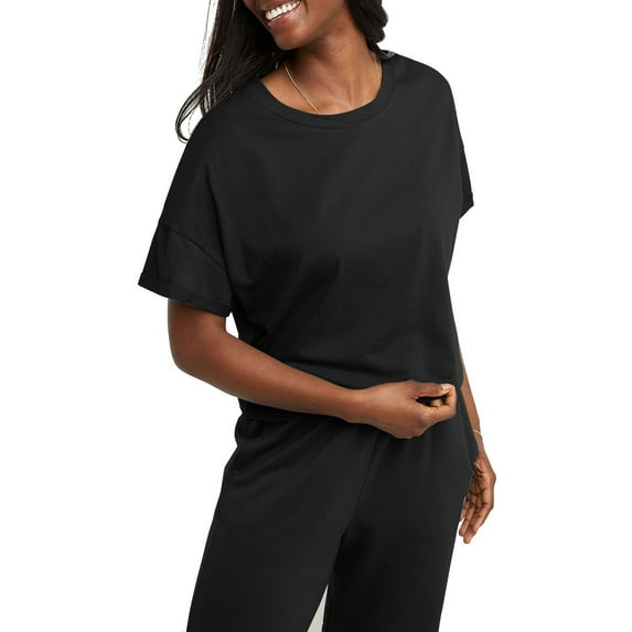 Hanes Originals Women's Rolled Short Sleeve Boxy Crew Tee