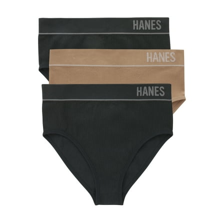 Hanes Originals Women's Seamless Rib Bikini Underwear, 3-Pack