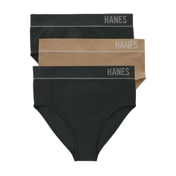 Hanes Originals Women's Seamless Rib Bikini Underwear, 3-Pack