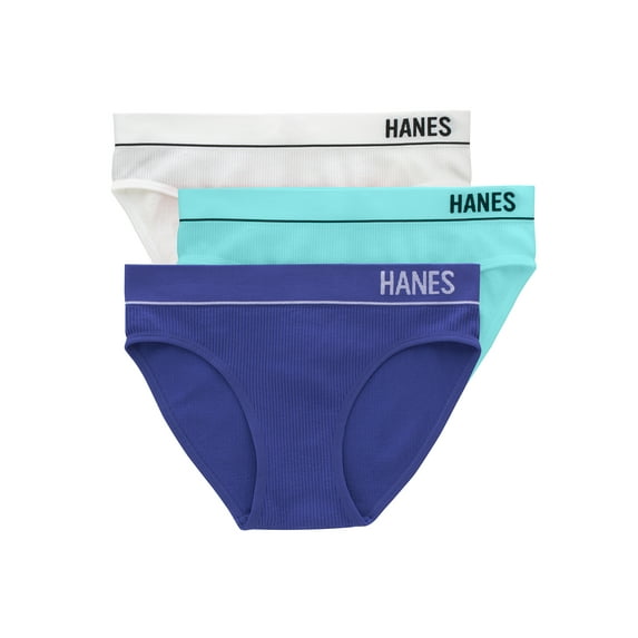 Hanes Originals Women's Seamless Rib Bikini Underwear, 3-Pack
