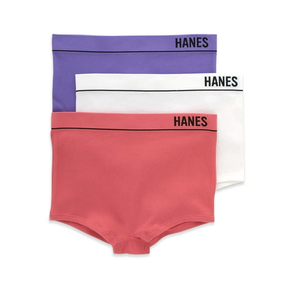 Hanes Originals Women's Seamless Rib Boyfit Underwear, 3-Pack