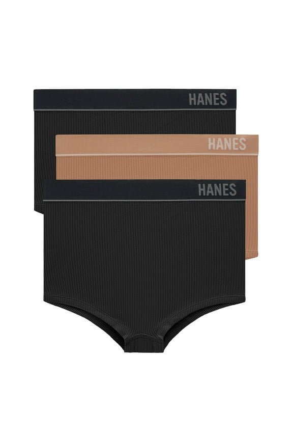 Originals Women's Seamless Rib Boyfit Underwear, 3-Pack