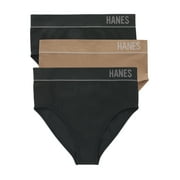 Hanes Originals Women's Seamless Rib Hi-Leg Bikini Underwear, 3-Pack