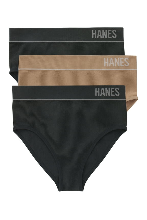 Originals Women's Seamless Rib Hi-Leg Bikini Underwear, 3-Pack