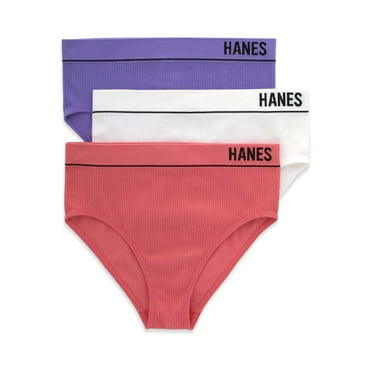 Hanes Originals Women's Seamless Rib Hi-Leg Bikini Underwear, 3-Pack