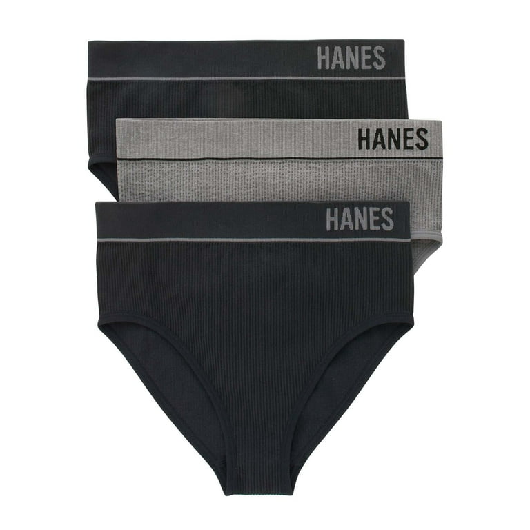 Hanes Originals Women's Seamless Rib Hi-Leg Bikini Underwear, 3-Pack