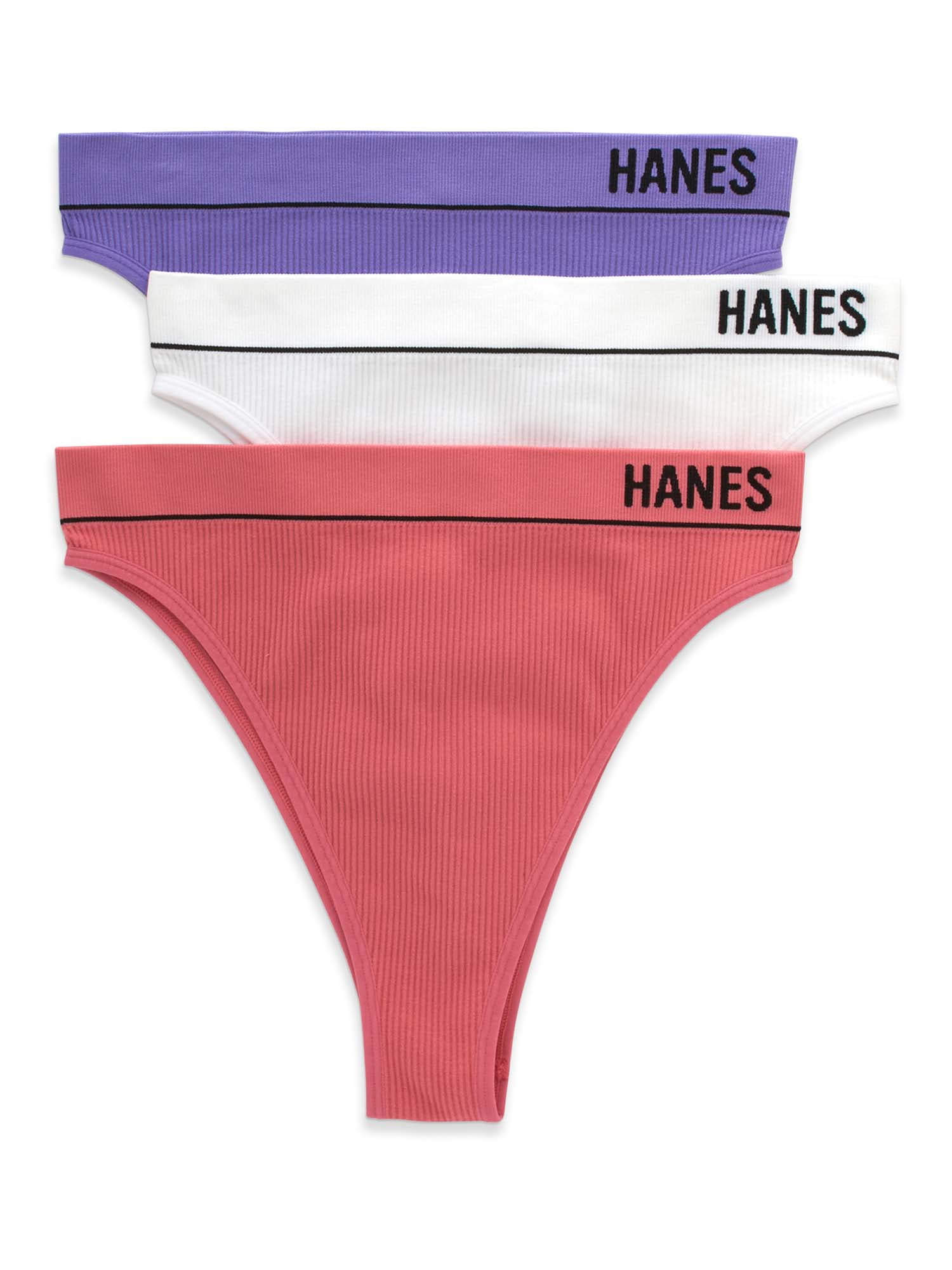 Hanes Women's Originals Seamless Stretchy Ribbed Boyfit Panties Pack,  Assorted Colors, 6-Pack, Goldie/White/Gumball Pink at  Women's  Clothing store